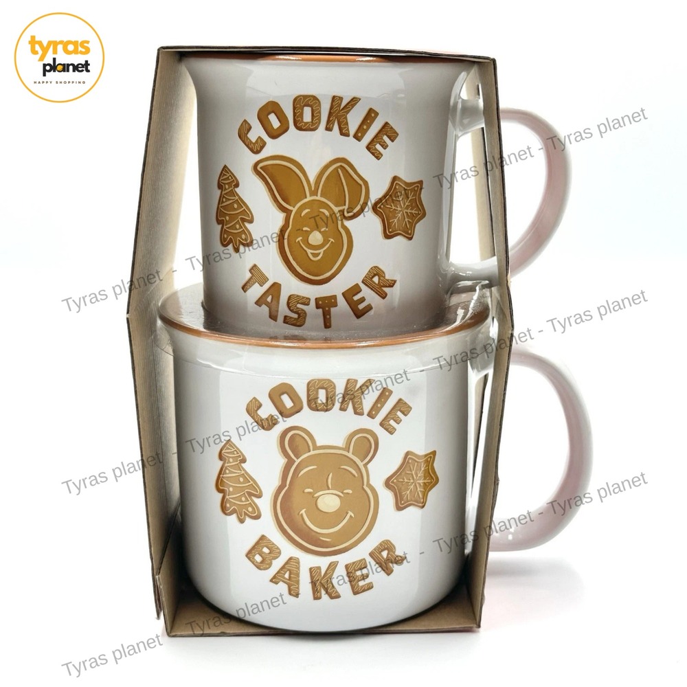 Disney Winnie The Pooh Cookie Taster Baker Mug Set Holiday Christmas 2pc